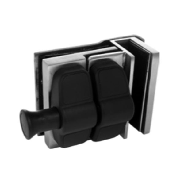 External 90 Degree to Glass 316 Stainless & Black Polymer Latch Kit