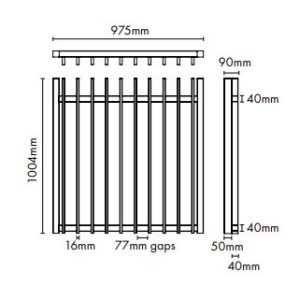 Blade aluminium gate 1000mmh dimensions